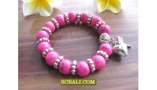 Exotic Stone Beads Bracelets Stretch With Charm